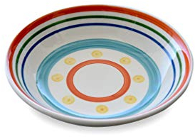 Zafferano Serie Circus, Piatto Fondo in Ceramica, Decorato a Mano, Made in Italy, Lavabile in Lavastoviglie e Resistente in Microonde, Diametro 22 cm, 6 Pezzi, Colorato