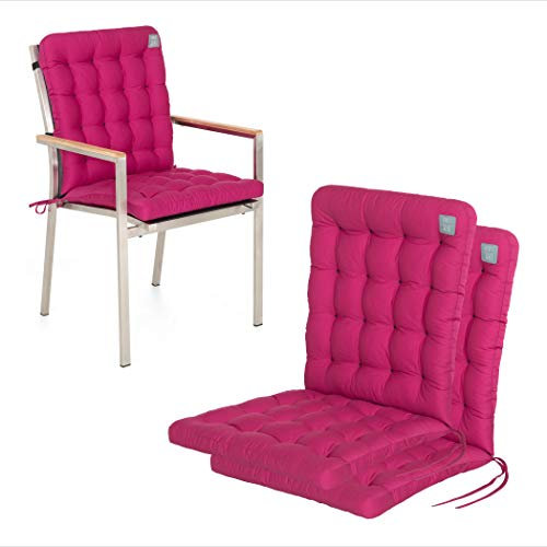 HAVE A SEAT Luxury | Gartenstuhlauflagen - Niedriglehner Polster Auflage, waschbar bei 95°C, Trockner geeignet, Sitzauflage für Gartenstuhl (2er Set - 100x48 cm, Hot-Pink)