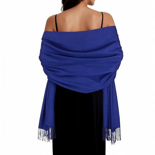 SWAT PANY Damen-Winterschal, Pashmina-Schals und Wickeltücher für Abendkleider, Schals für Frauen, Hochzeit, Königsblau, 9.1 OZ