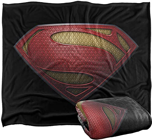 LOGOVISION Superman Superweiche Kuscheldecke mit Logo 'Superman, Man of Steel', Silky Touch, 152 x 127 cm