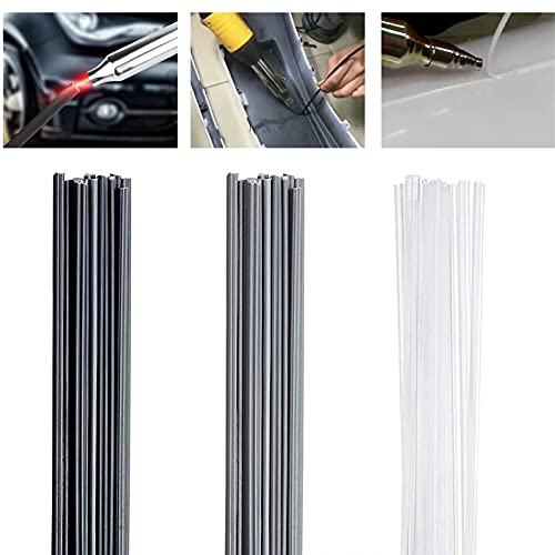 GZkushi 60 PCS Tiges de Soudure Plastique PVC/PE/PP Electrode Soudure 200mm pour Réservoirs D'eau, Tuyaux, Portes, Fenêtres (Noir/Blanc/Gris)
