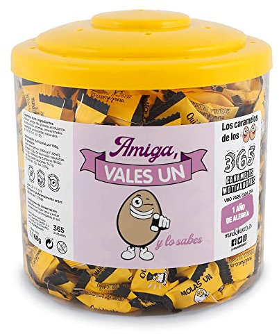 Regalo original. Tarro con 365 caramelos motivadores. Amiga vales un huevo. Un caramelo motivador para cada dia del año