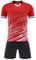 inlzdz Kinder Trainingsanzug Jogginganzug Zweiteiliger Kurzarm Sportshirt Laufshirt Shorts Set Kurze Sporthose Jogginghose Sommer Sportbekleidung Fitness Sport Outfits Rot 128-134