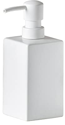 Square Matte White Soap Dispenser Ceramic Hand Soap and Lotion Dispenser for Bathroom Countertop,Dish Soap Dispenser for Kitchen-14oz.…