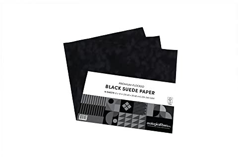Premium beflocktes Wildlederpapier, 30,5 x 30,5 cm, 10 Stück (schwarz)