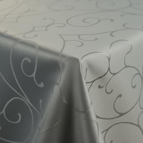 NYVI Tischdecke Elegance 150x250 cm Anthrazit Grau - Elegante Tafeldecke mit edlen Ornamenten und Jacquard Optik - Perfekt für Weihnachten & Geburtstag