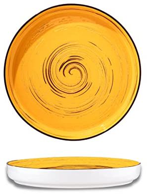 Wilmax - Assiettes plates gourmet SPIRAL - Forme originale - Design moderne - Sûres - Durables - Résistantes aux rayures - Polies à la main - Diamètre 28 cm