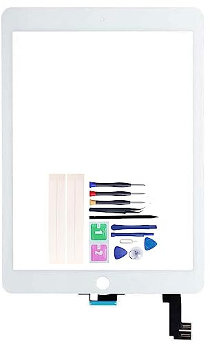 JayTong Écran Tactile Remplacement pour i-Pad Air 2 ipad 6 2014 A1566 A1567 Numériseur Verre Devant Écran Tactile + Outils [sans LCD] (Blanc)