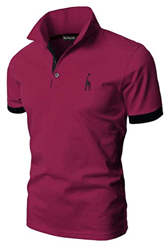 KUNJLELP Men's Regular-Fit Cotton Pique Polo Shirt Short Sleeve Golf Polos,Red,L