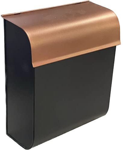 NACH Dominion Minimalistischer Briefkasten, Wandmontage-Briefkästen für außen mit maximalem Rostschutz, Schwarz und Braun, 30,5 x 25,4 x 11,4 cm, MB-8000