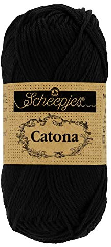 Scheepjes - Scheepjes Catona 110 Jet Black Yarn - 1x10g