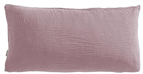 Pure Label Musselin Kopfkissenbezug 40x80 cm aus 100% Baumwolle - Traumhaft weiche, kuschelige Kissen-Sets in Mauve aus Musselin
