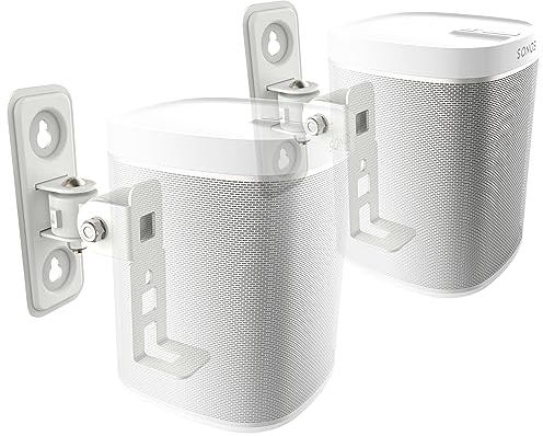 RICOO Set de 2 Supports muraux pour Sonos® Play:1 - Modèle : LH431-W Pied Enceinte Universel - Orientable & Neigable en Blanc