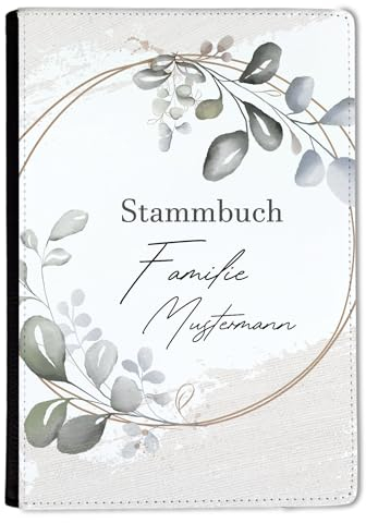 CreaDesign, Stammbuch Hochzeit personalisiert, Familienstammbuch A5 aus Leder mit Klemmschiene, 15 x 22 cm