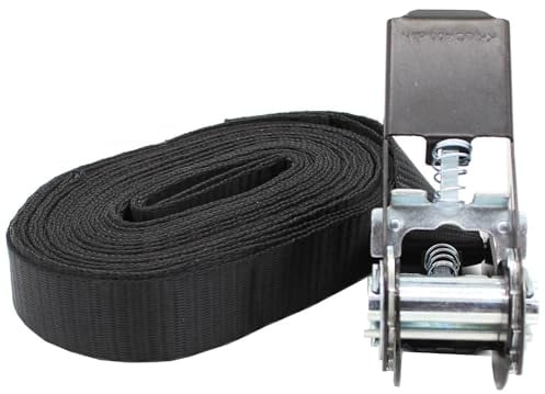 Spanngurt mit Ratsche 6m x 25 mm Schwarz Spanngurte Zurrgurte Gurte Befestigung Halterung (Schwarz)