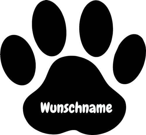 Skins4u Autoaufkleber Wandtattoo Pfote mit Wunschnamen selber gestalten Hunde Namen Pfoten Haustier für Auto Wand Spiegel, Türen, Spiegel mit Wunschtext