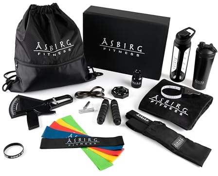 Asbirg Fitness Set | Fitness Zubehör | Bestehend aus 11 Artikeln | Gym Equipment | Fitnessstudio und Home-Gym