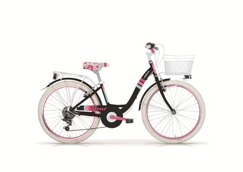 Bici Bambina Donna MBM Fleur 24 Cambio 6 Velocità (Nero)
