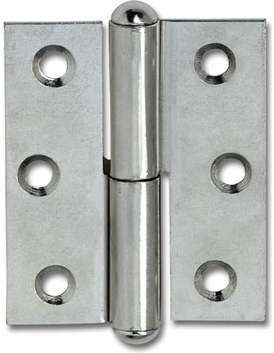 Möbelband gerade - Halbrundkopf rechts, 50x40 mm, Stahl vernickelt
