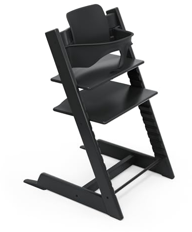 Stokke Tripp Trapp Hochstuhl, Black - Inklusive Stuhl + Baby Set2 für Kinder von 6-36 Monaten - Verstellbar, ergonomisch & leicht zu reinigen