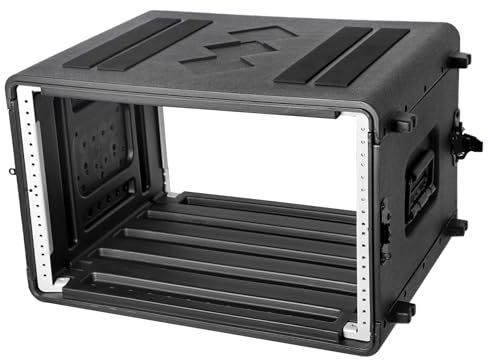 Diandian 6U Rack Case Shallow 17 Depth, 19 Rackmount Flight Case, Watertight Dust-Proof, Shock Mount for Amplifier, Pro Audio, DJ Mixer, Effects with Microphone Compartments