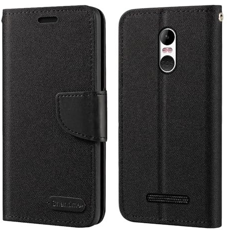 Custodia Flip in Tessuto Oxford e Pelle PU Compatibile con Brondi Amico Smartphone 4G, Cover Protettiva con Chiusura Magnetica e Tasche per Carte (Nero)