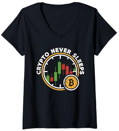 Damen Krypto schläft nie - Cryptocurrency Trading Trader T-Shirt mit V-Ausschnitt