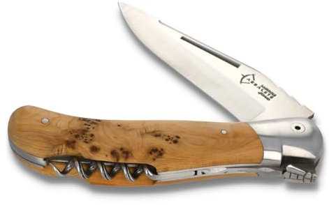 Arbalete G. David Laguiole Jagdmesser mit Korkenzieher - Griff Wacholder - Klinge 10 cm satiniert - Backen satiniert - Klappmesser Taschenmesser