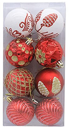 8 Stück Weihnachtskugel-Ornamente, bruchsichere Dekorationen, Baumdekoration, hängende Ornamente, Innen- und Außenbereich, Party-Dekoration