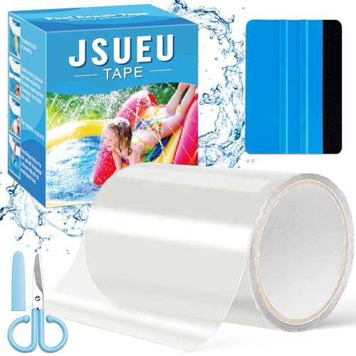 JSUEU Pool Reparaturset, Pool Unterwasser Reparaturset Wasserdichtes Klebeband für alle Pool Folienbecken Luftmatratze Flicken Unterwasser TPU Flex Tape Transparentes Reparaturband 10 x 150 cm