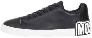 MOSCHINO Schwarze Herren-Sneaker mit Gummi-Logo auf der Rückseite, Schwarz , 43 EU