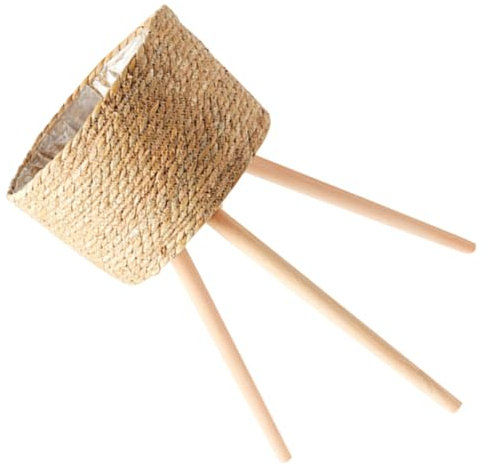 KITANDOVE Elegant Wood Pot Base Woven Flower Planters Sturdy Planter Holder for Room Garden
