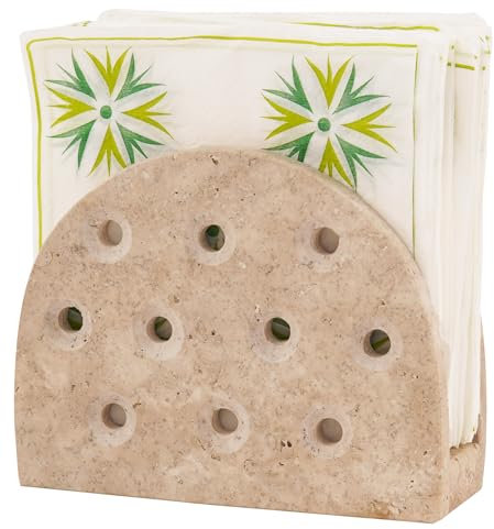 Porta tovaglioli in travertino 6,5, fatto a mano in pietra naturale. Perfetto per tovaglioli da cocktail e carta, ideale per sala da pranzo, cucina e decorazioni per la casa (Travertine)