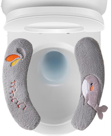 Dioeazh WC Sitzbezug, Weich Waschbar, Warm Toilettensitzbezug Plüsch Wc Wärmer Pad, 35 x 9 x 1 cm, Grau, Walmuster