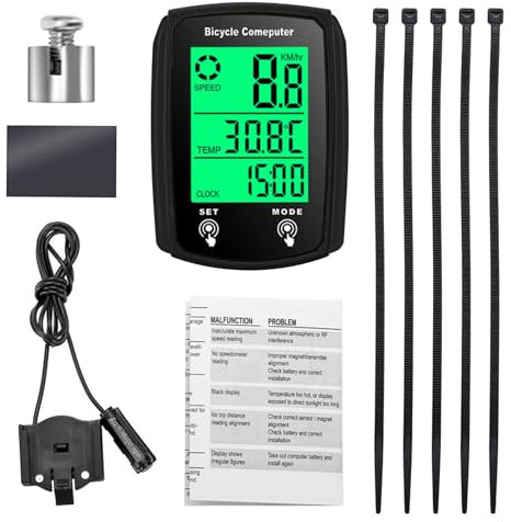 Bike Speedometer, Bike Computer, Cycle Computer Backlit Touch Screen,Universal Cycle Computer for Bikes,19 Functions Automatic Start/Stop Ip54 Waterproof Bicycle Speedometer Odometer for Cycling