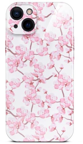ONEFLOW Flower Cover für iPhone 14 Hülle in Floral Optik, Blumen Designer Case Handy Schutzhülle mit Kameraschutz, Hardcase dünne Handyhülle Blumenmuster, Kirschblüten
