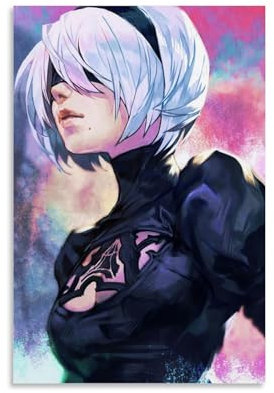 ZBSXLBNG Nier Automata 2b Poster Dekorative Malerei Leinwand Wandkunst Wohnzimmer Poster Schlafzimmer Malerei 16x24inch(40x60cm)