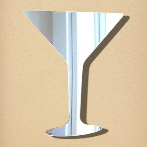 Servewell Martini Glass, Acrylic Wall Art Mirrors with Fixings 50cm x 41cm
