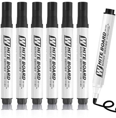 Exburanty 6 Stück Permanentmarker, schwarz, Rundspitze, 2 mm, schnell trocknender Permanent Marker, wasserfest, wischfest, für Karton, Kunststoff, Holz, Metall