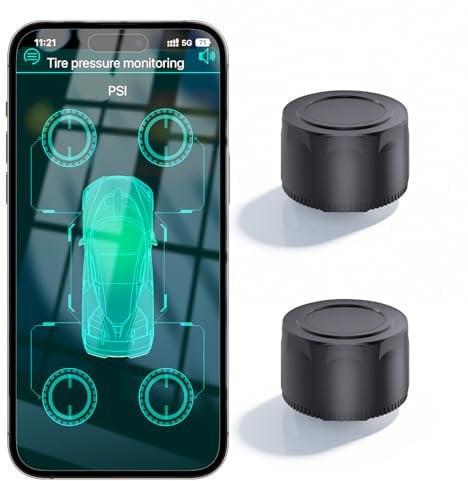 OBEST Reifendruck Kontrollsystem mit App,Intelligentes Bluetooth 5.0 Motorrad TPMS, Drahtloser Reifendruck und Temperaturdetektor, Unterstützt iOS und Android, mit 2 Externen Sensoren