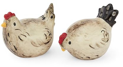 Cooksmart Hen House Lane Salt & Pepper Shakers | British Designed Farmhouse Kitchenware | Embossed Hen-Shaped Ceramic Set | Rustic Countryside Style | Handwash Only