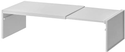 Étagère d'armoire extensible, empilable, peu encombrante, étagère de rangement superposée, étagère antidérapante, robuste, idéale pour le garde-manger et le placard de cuisine, blanc, gris