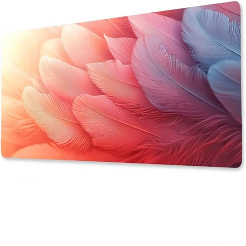 Farbe Mauspad, Große Feder Schreibtisch Matte, Gaming Mousepad XXL 1200x600x3mm, Anime Gaming Tastatur Matte, rutschfeste gummibasis, Wasserdicht deskmat, Geeignet für den Heim- Bürogebrauch G-5