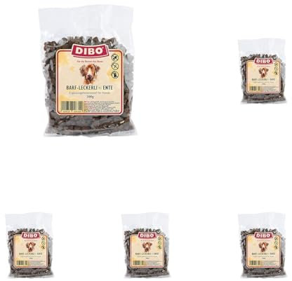 Dibo Barf Leckerli, 200g Pferd, Wild, Strauß, Lamm, Ente Hundesnack klein und praktisch Trainings Hundeleckerlies zuckerfrei, gesund und lecker (Ente) (Packung mit 5)