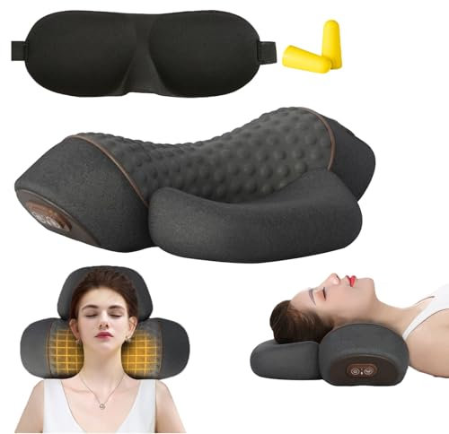 DriveNova Nackenmassagegerät Elektrisch mit Wärme, 2025 Upgrade 3-in-1 Pillow Massage Neck Hump, Entspannungskissen für Nacken, Zervikales Massagekissen, Nackentraktion Schulterkorrektor (Dunkelgrau)