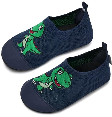 IceUnicorn Children's Breathable Slippers Lightweight Non-Slip Toddler Hut Shoes Boys Girls Slippers, dinosaur blue, 8.5/9 UK Child