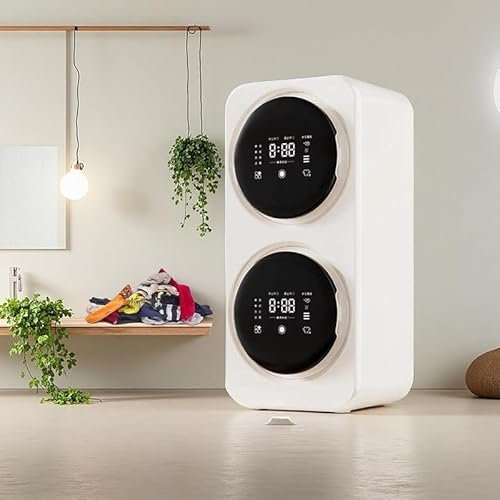 Mini Washing Machine Compact Twin-Tub Washer Dryer Combo with LED Display, Stainless Steel Drum & 3.5Lx2 Capacity LCD Control Panel & Cycle Status Light, for Apartment, RV, Home, Dorm