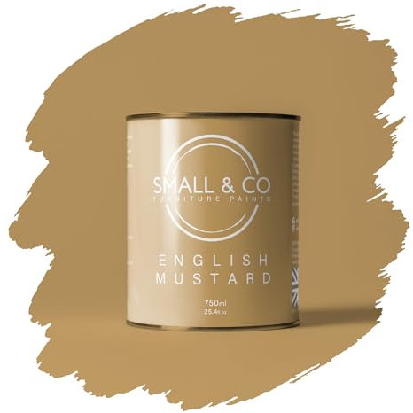 Small & Co Furniture Paint – English Mustard (golden ochre mustard—warm and confident) | Premium Water-Based Matte Acrylic for Cabinets & Wood | Strong Adhesion, Low Odour, Quick Dry | 750ml
