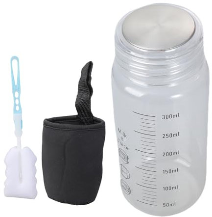 Duyeuau Bouteille en verre de 300 ml avec manchon et couvercle pour micro-ondes