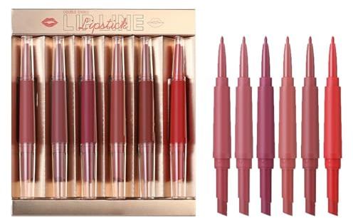 Lippenstift und Lipliner Kombination 6er Lippenstift Lipliner Stift Set